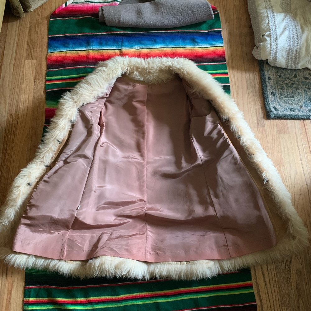 Vintage 70s lambskin fur trim Penny Lane Coat Medium - Picture 16 of 16